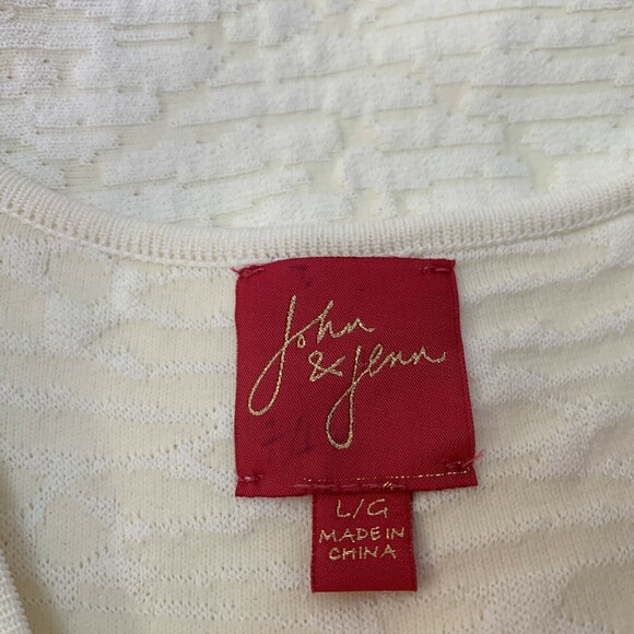 John & Jenn Women's Dress Large Ivory Textured Sleeveless V-Neck - Picture 6 of 8